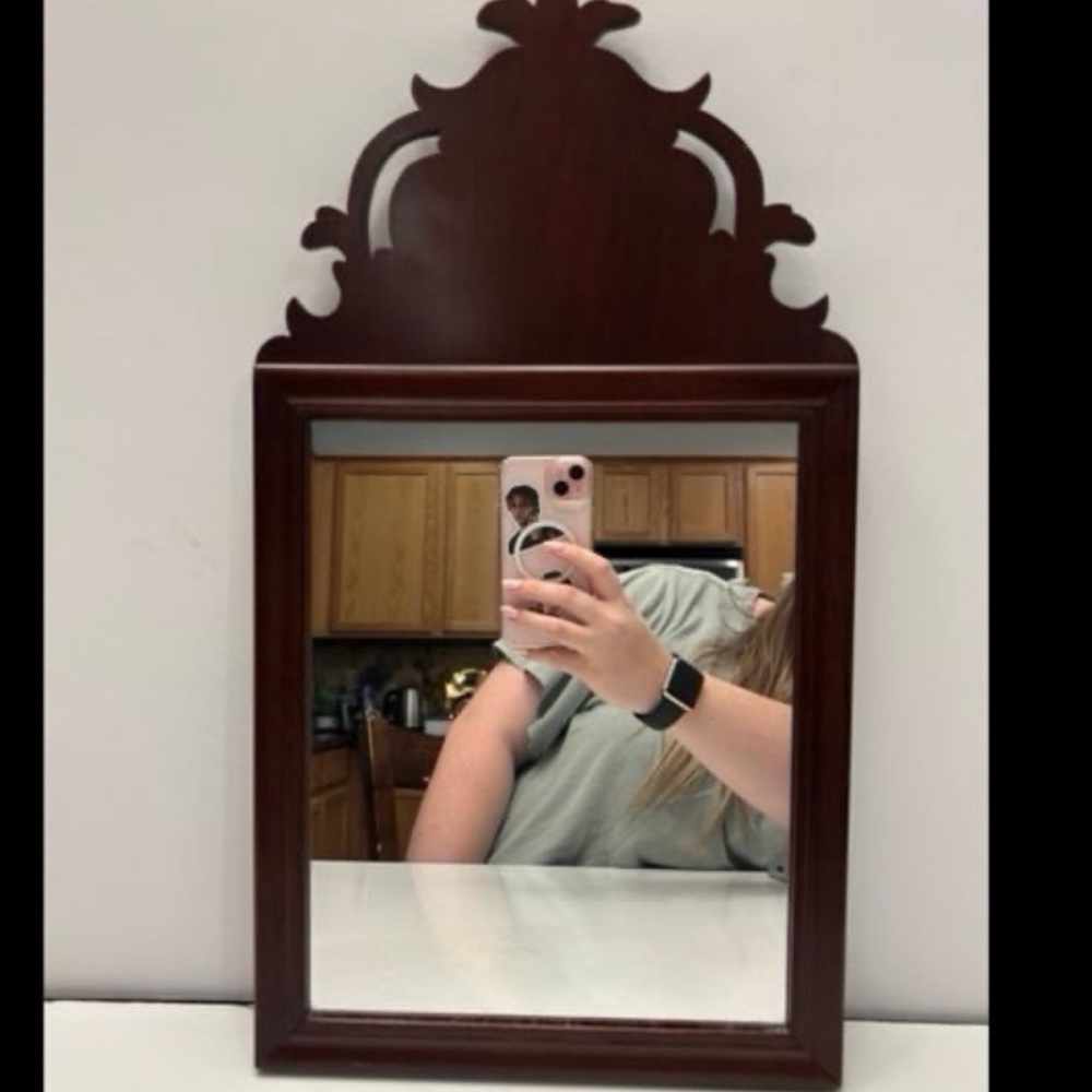 VA METALCRAFTERS MIRROR OLD STURBRIDGE VILLAGE MAHOGANY COURTING 18"X10" RARE
